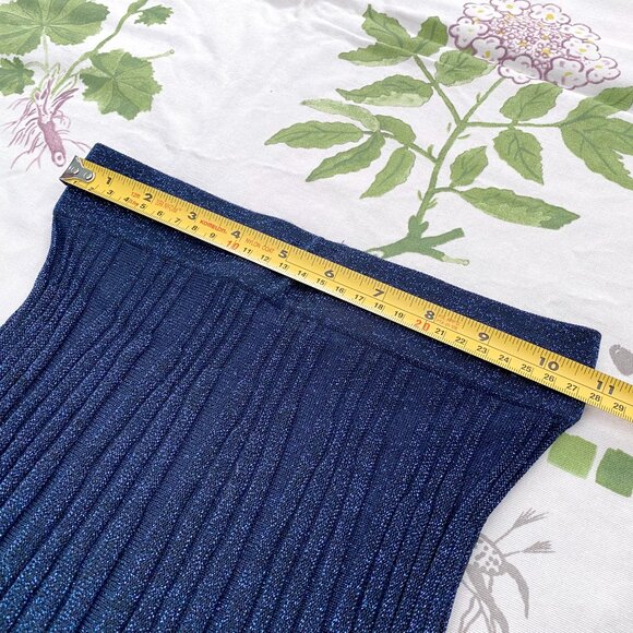 Other Stories Glittery Pleat Rib Midi Skirt Navy Size XS - Picture 5 of 9